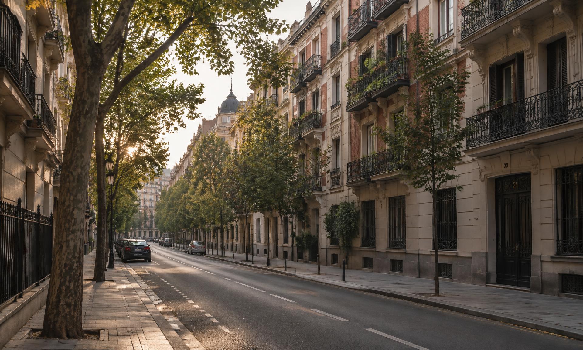 Calle residencial de Madrid, en la zona de Retiro y Arganzuela